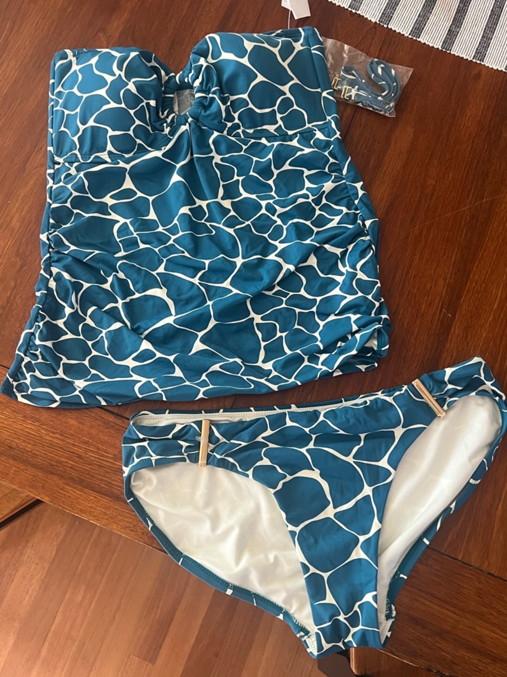 Ann Taylor Loft Beach Teal and White Printed